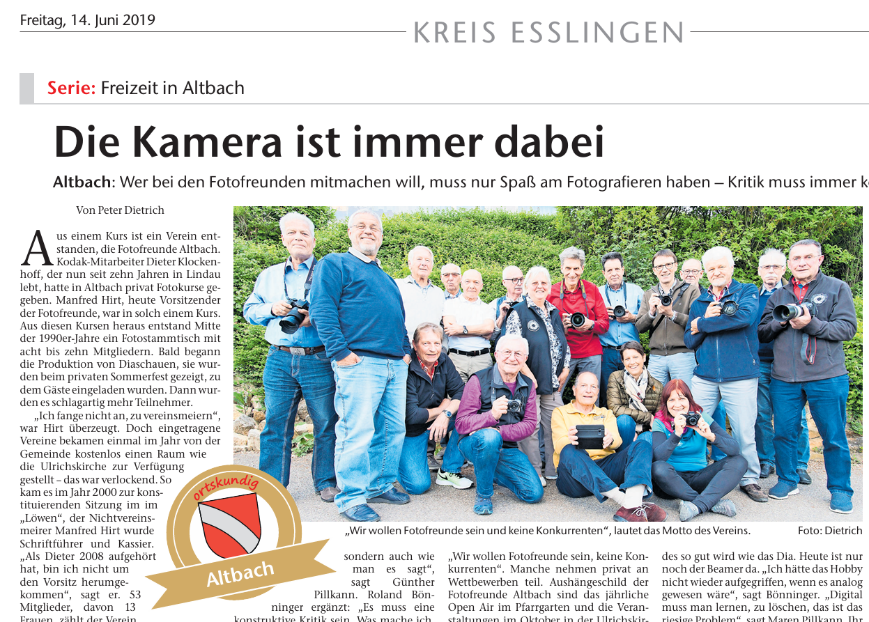 Die Kamera ist immer dabei – Esslinger Zeitung